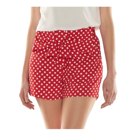 Disney Pants - Disney Minnie Mouse LC Lauren Conrad Red White Polka Dot Bow Shorts Size XS